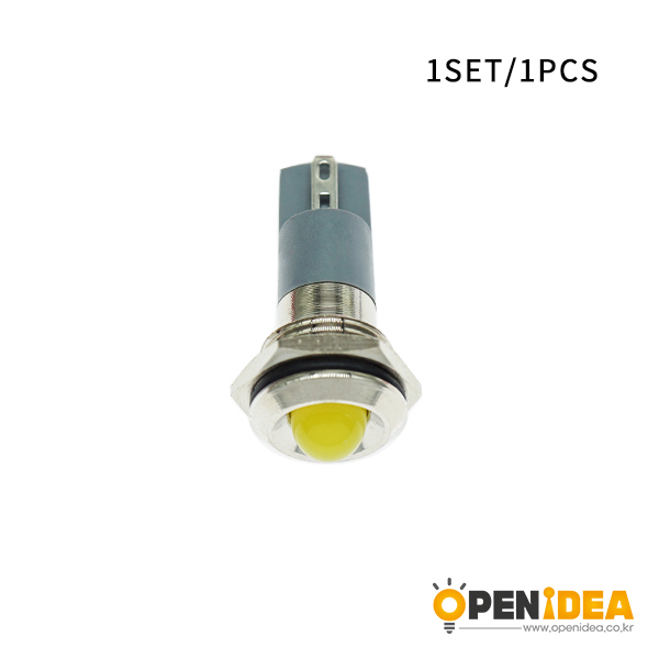 LED金属指示灯高头不带线 14mm12v-24v 黄色 焊接脚  [SH003-042]