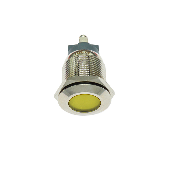 LED金属指示灯平头不带线 19mm12v-24v 黄色 螺丝脚   [SH003-046]