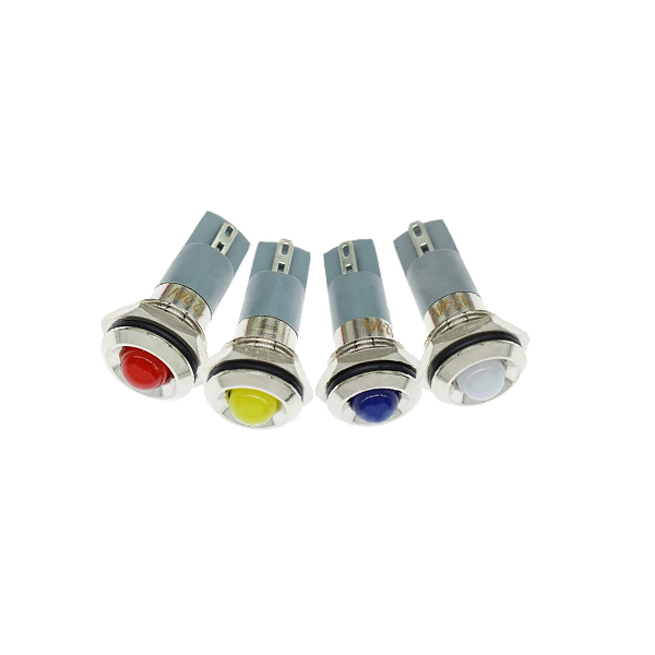 LED金属指示灯高头不带线 14mm12v-24v 红色 焊接脚  [SH003-041]