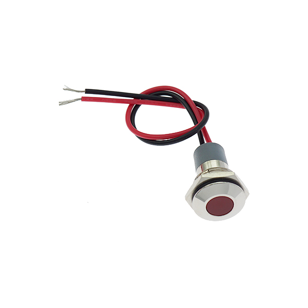 LED金属指示平头带线 14mm12v-24v 红色   [SH002-033]