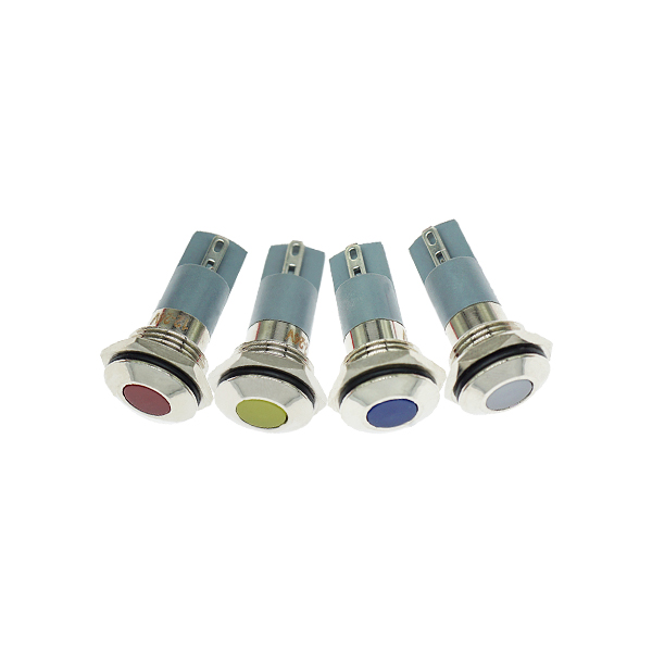 LED金属指示灯平头不带线 14mm12v-24v 蓝色 焊接脚  [SH003-039]