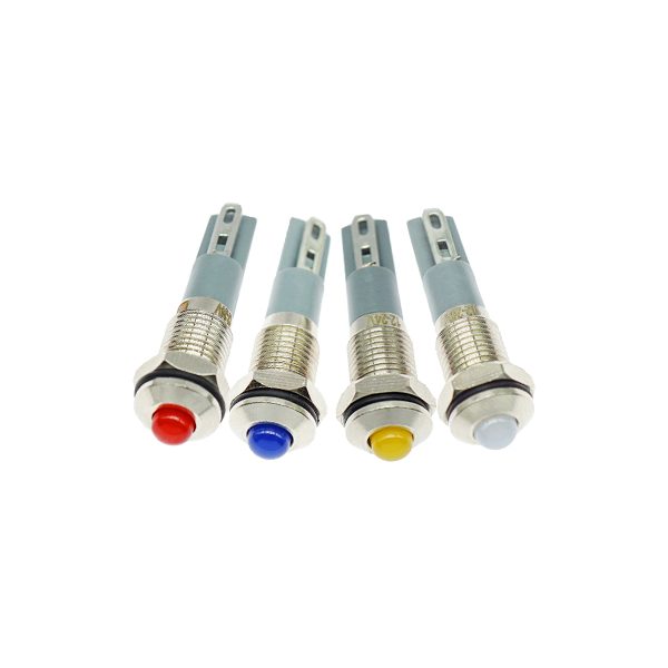 LED金属指示灯高头不带线 8mm12v-24v 白色 焊接脚  [SH003-020]