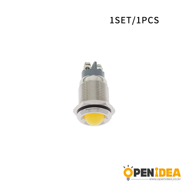  LED金属指示灯高头不带线 16mm12v-24v 黄色 螺丝脚  [SH003-006]