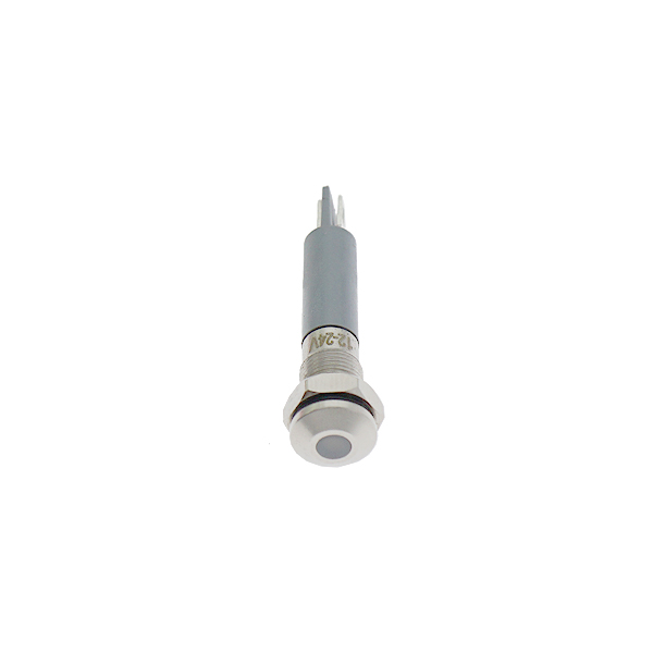 LED金属指示灯平头不带线 6mm12v-24v 白色 焊接脚   [SH003-012]