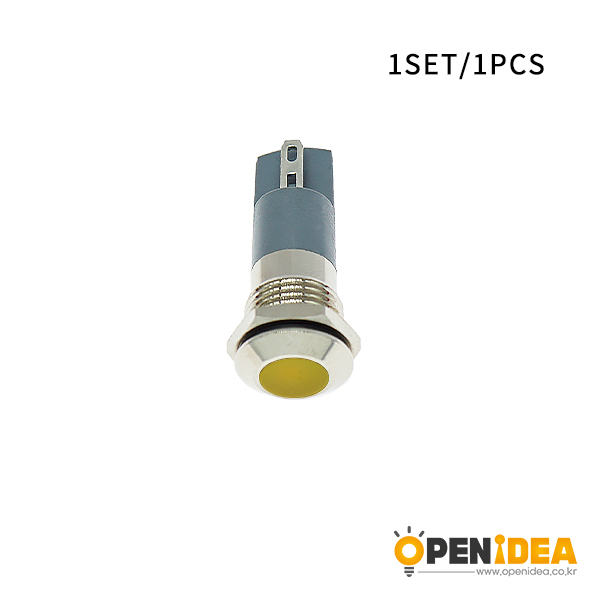 LED金属指示灯平头不带线 12mm12v-24v 黄色 焊接脚  [SH003-030]