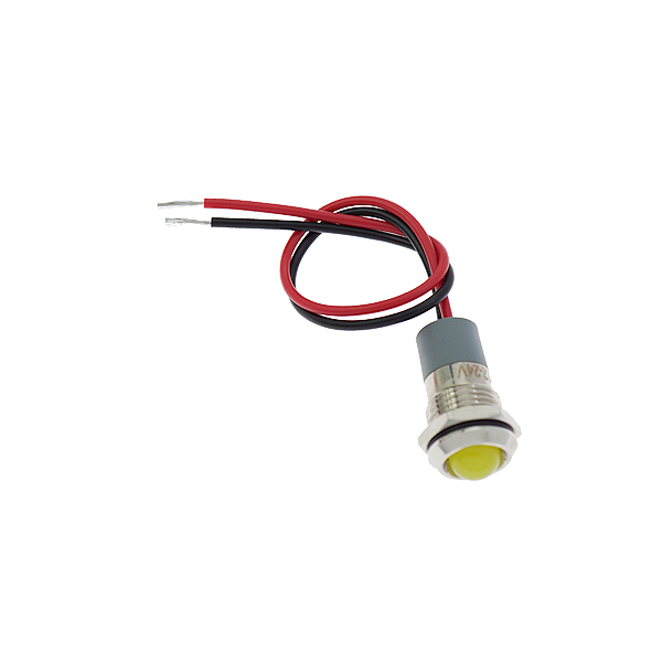 LED金属指示灯高头带线 12mm12v-24v 黄色  [SH002-030]