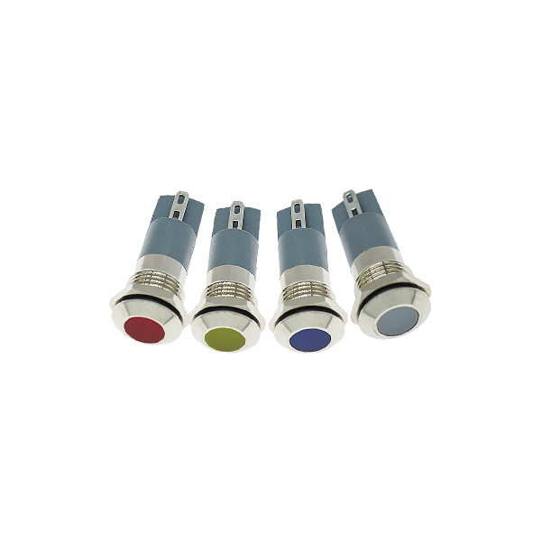 LED金属指示灯平头不带线 12mm12v-24v 蓝色 焊接脚   [SH003-031]