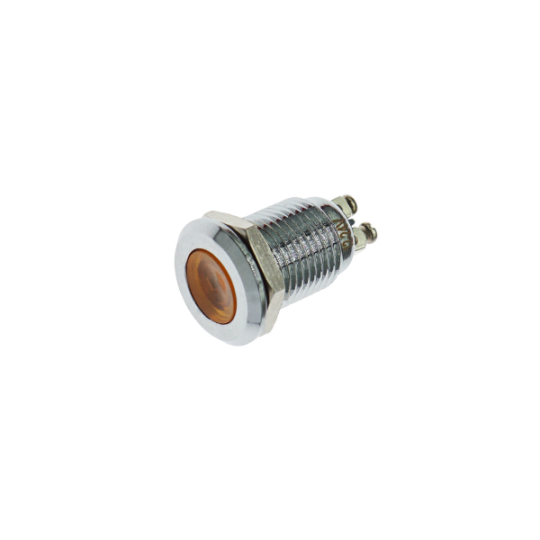 LED金属指示灯平头不带线 12mm12v-24v 黄色 螺丝脚  [SH003-066]
