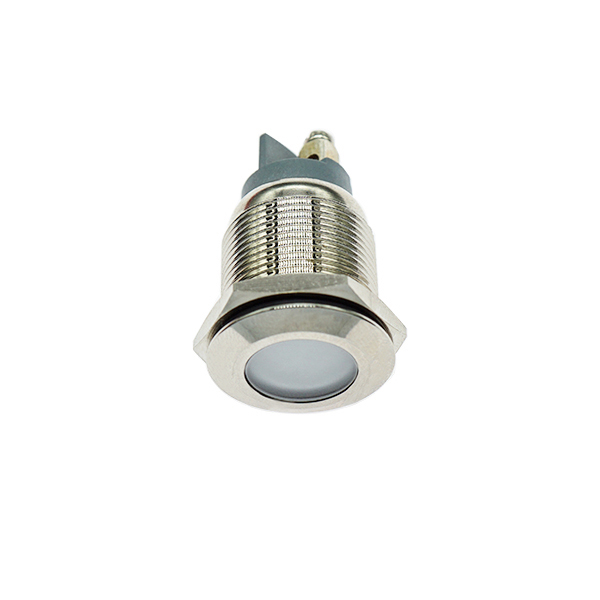 LED金属指示灯平头不带线 19mm12v-24v 白色 螺丝脚  [SH003-048]