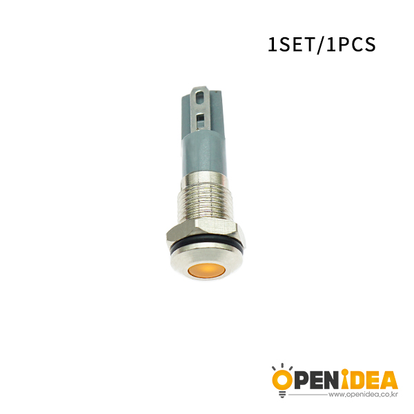 LED金属指示灯平头不带线 8mm12v-24v 黄色 焊接脚  [SH003-014]
