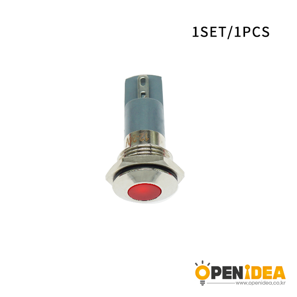 LED金属指示灯平头不带线 14mm12v-24v 红色 焊接脚 [SH003-037]