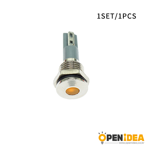 LED金属指示灯平头不带线 10mm12v-24v 黄色 焊接脚  [SH003-022]