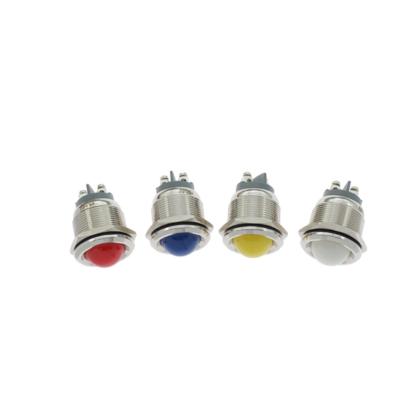 LED金属指示灯高头不带线 22mm12v-24v 白色 螺丝脚  [SH003-060]