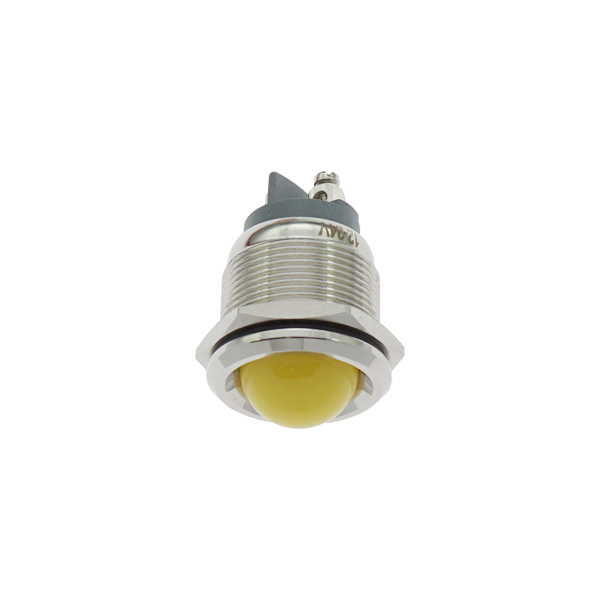 LED金属指示灯高头不带线 22mm12v-24v 黄色 螺丝脚  [SH003-058]