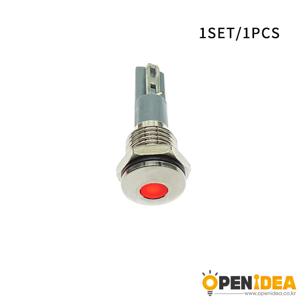 LED金属指示灯平头不带线 10mm12v-24v 红色 焊接脚  [SH003-021]