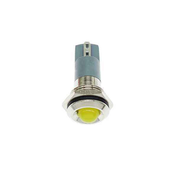 LED金属指示灯高头不带线 14mm12v-24v 黄色 焊接脚  [SH003-042]