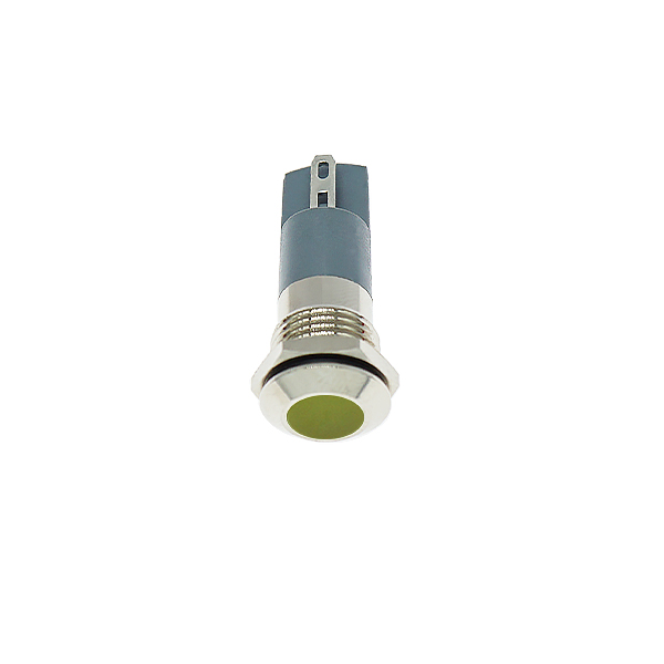 LED金属指示灯平头不带线 12mm12v-24v 黄色 焊接脚  [SH003-030]