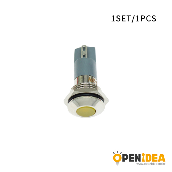 LED金属指示灯平头不带线 14mm12v-24v 黄色 焊接脚  [SH003-038]