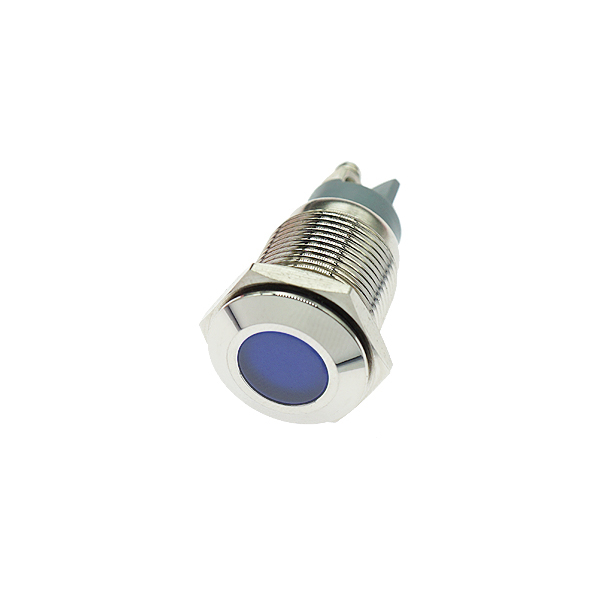 LED金属指示灯电源防水信号灯平头不带线 16mm12v-24v 蓝色 螺丝脚  [SH003-003]