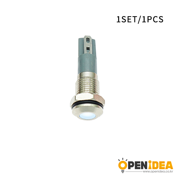 LED金属指示灯平头不带线 8mm12v-24v 白色 焊接脚  [SH003-016] 