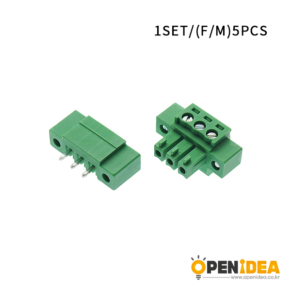 15EDGKM 3.81MM插拔式pcb接线端子 带耳朵法兰 3P 直针+插座 [CE032-002]