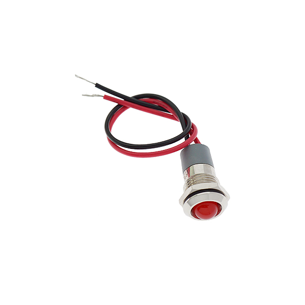 LED金属指示灯高头带线 12mm12v-24v 红色   [SH002-029]