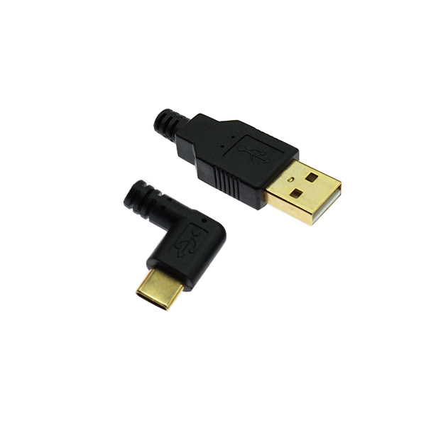 镀金头USB2.0 AM直头/type-c 侧弯头  0.25M [BL002-001]