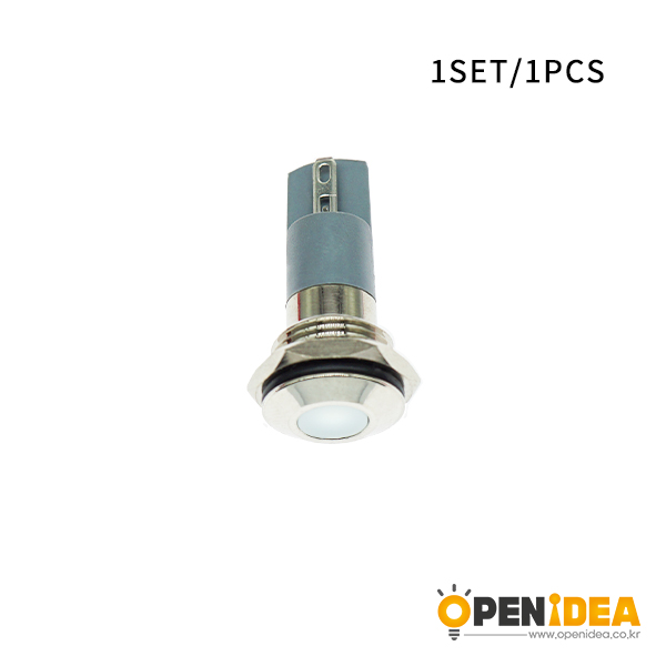 LED金属指示灯平头不带线 14mm12v-24v 白色 焊接脚  [SH003-040]