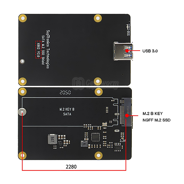树莓派 4 M.2 NGFF SATA SSD NAS 存储扩展板 x862 用于树莓派4B [TZ08-012]