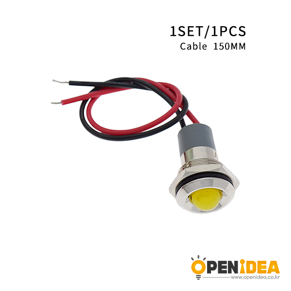 LED金属指示灯高头带线 14mm12v-24v 黄色   [SH002-038]